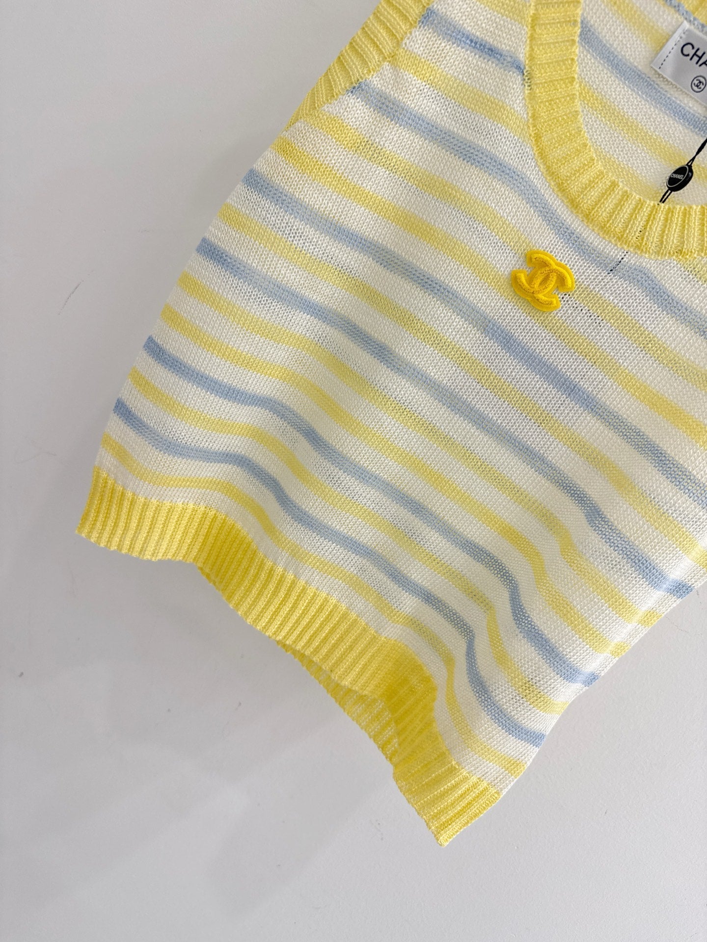 Chanel 2026 Striped Knit Vest Tencel Nylon 316878