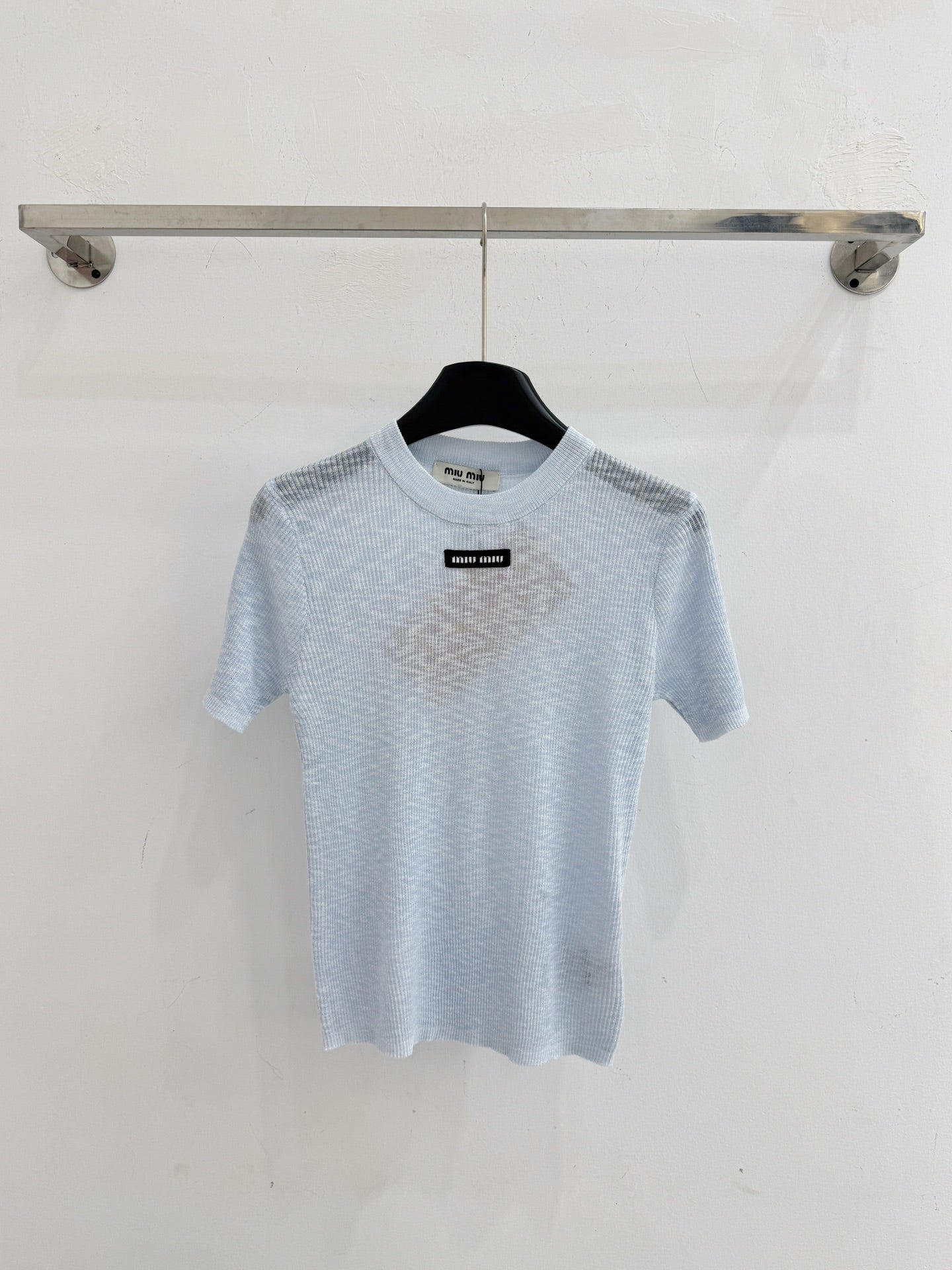 Miumiu 2026 Short-sleeved Knit Top Cotton 376693