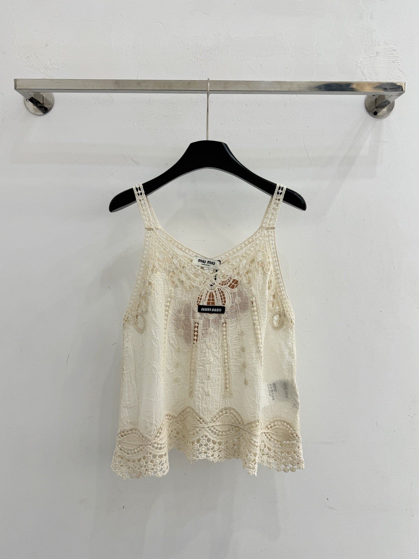 Miumiu 2026 Hollowed-out Camisole Lace Cotton 516679