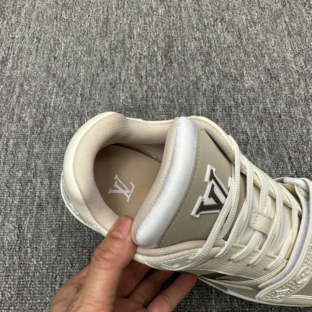 LV TRAINER WHITE MIX GREY MONOGRAM CALFSKIN