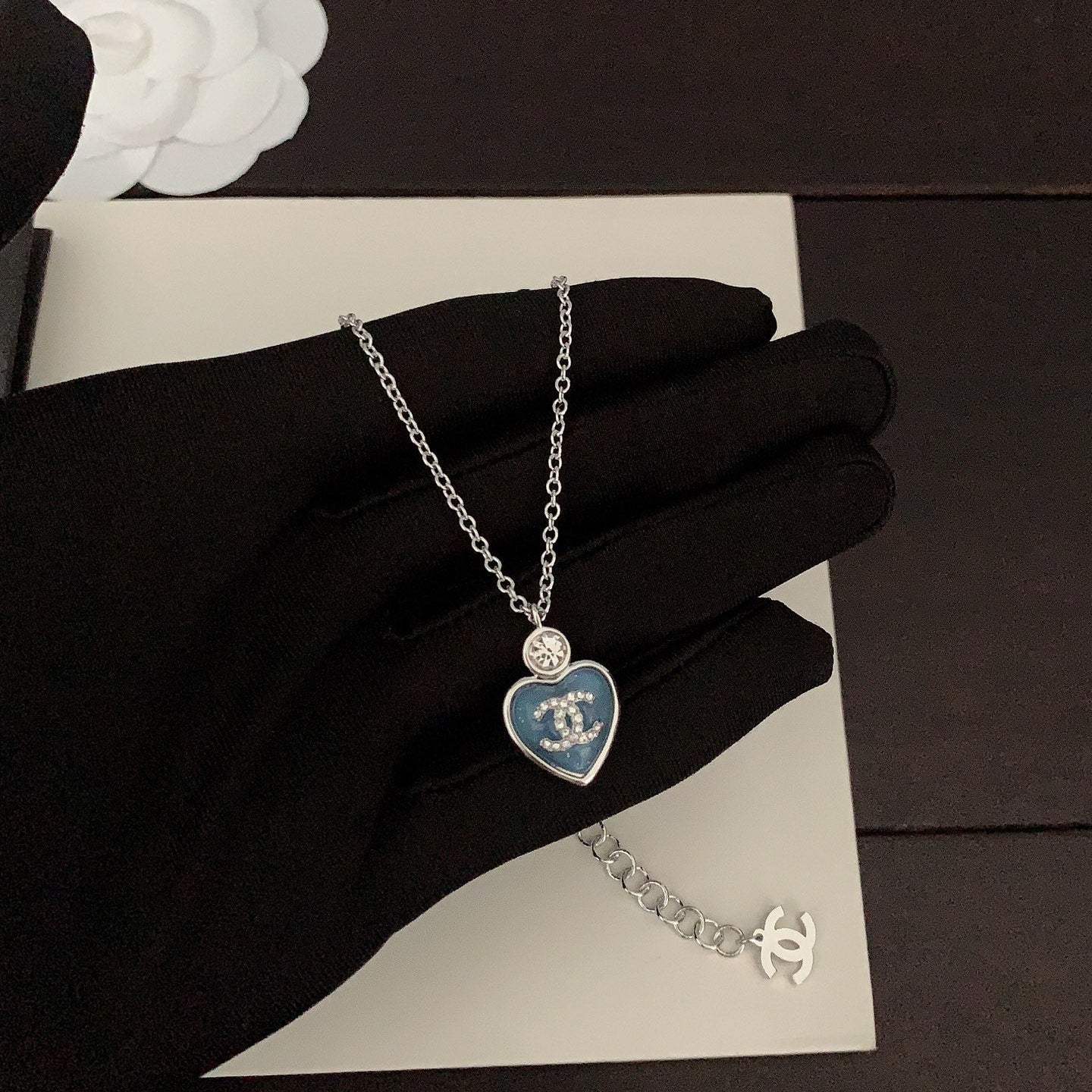 CC Vintage Heart Blue Sliver Necklaces
