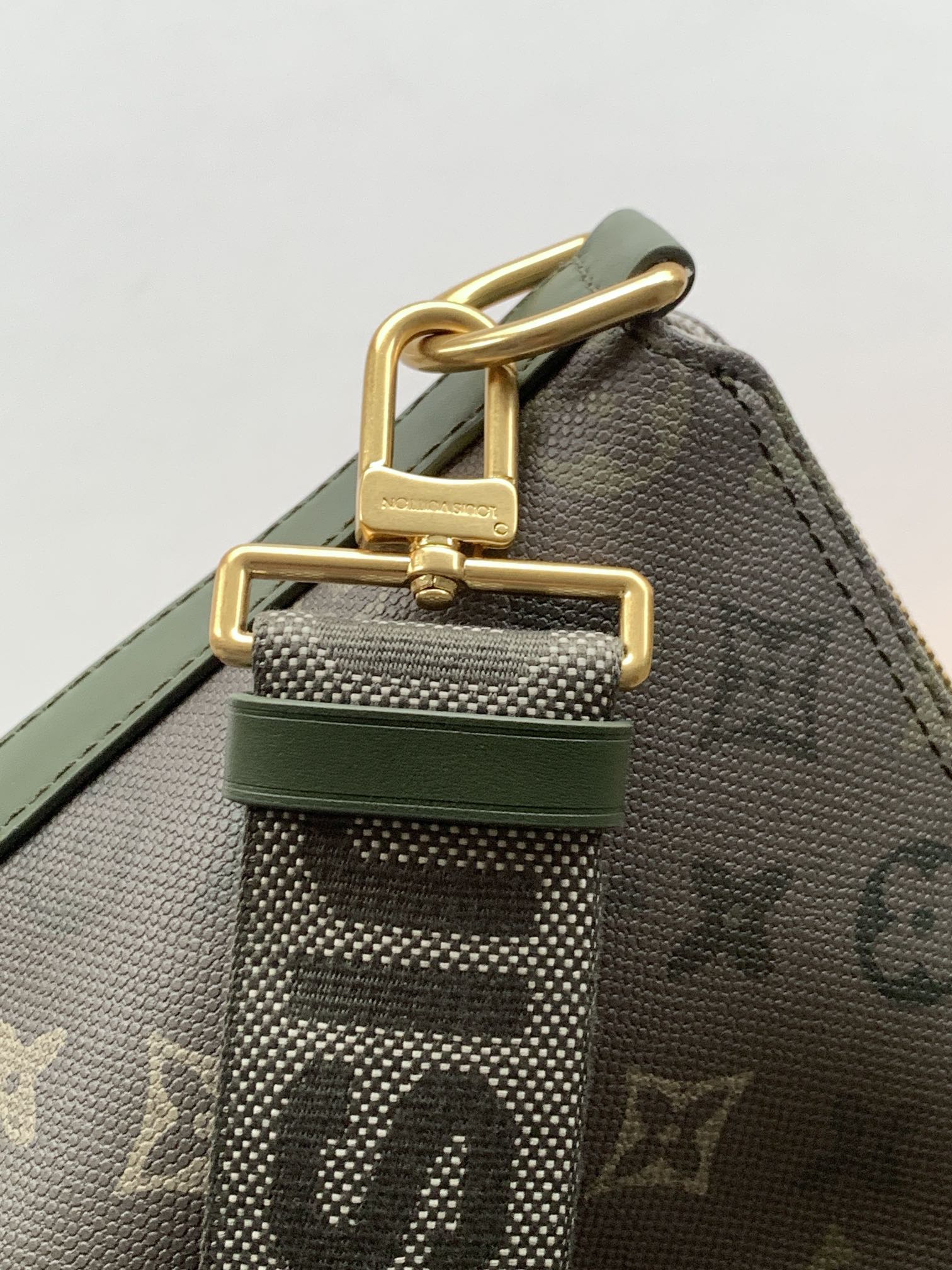 LV 2026 Vagabond Hobo Bag 48cm Grey Green Canvas Leather 281477