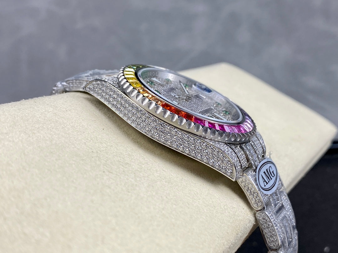Rolex Submariner Date Rainbow Green Full Diamond