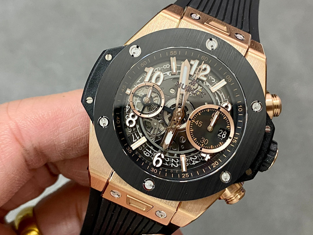 Hublot Big Bang Unico Rose Gold 42mm Watch with Black Ceramic Bezel