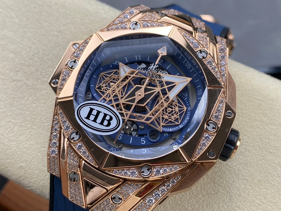 Hublot Big Bang Sang Bleu II Rose Gold Blue Pavé 45mm Watch