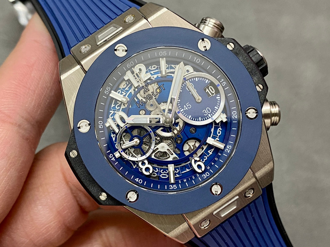 Hublot Big Bang Unico Titanium 42mm Watch with Blue Ceramic Bezel