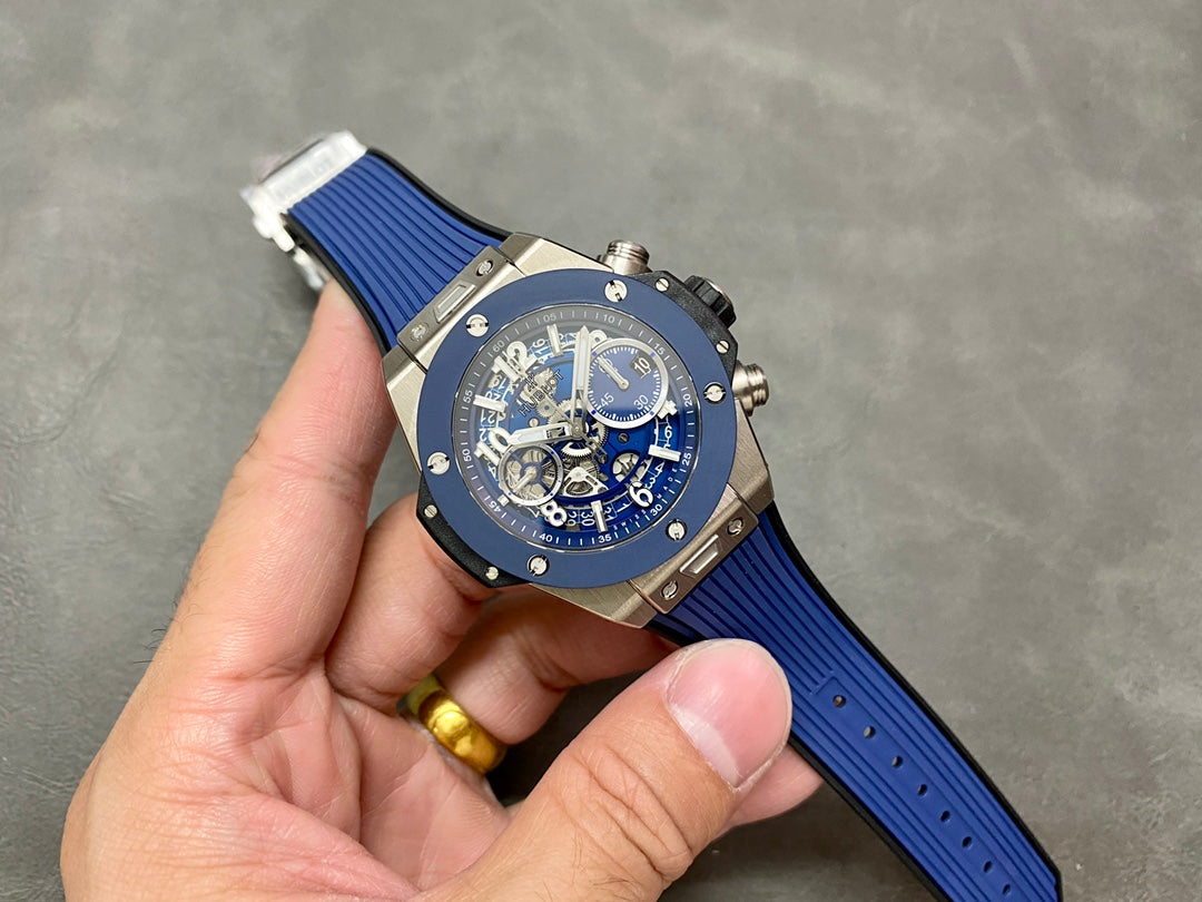 Hublot Big Bang Unico Titanium 42mm Watch with Blue Ceramic Bezel