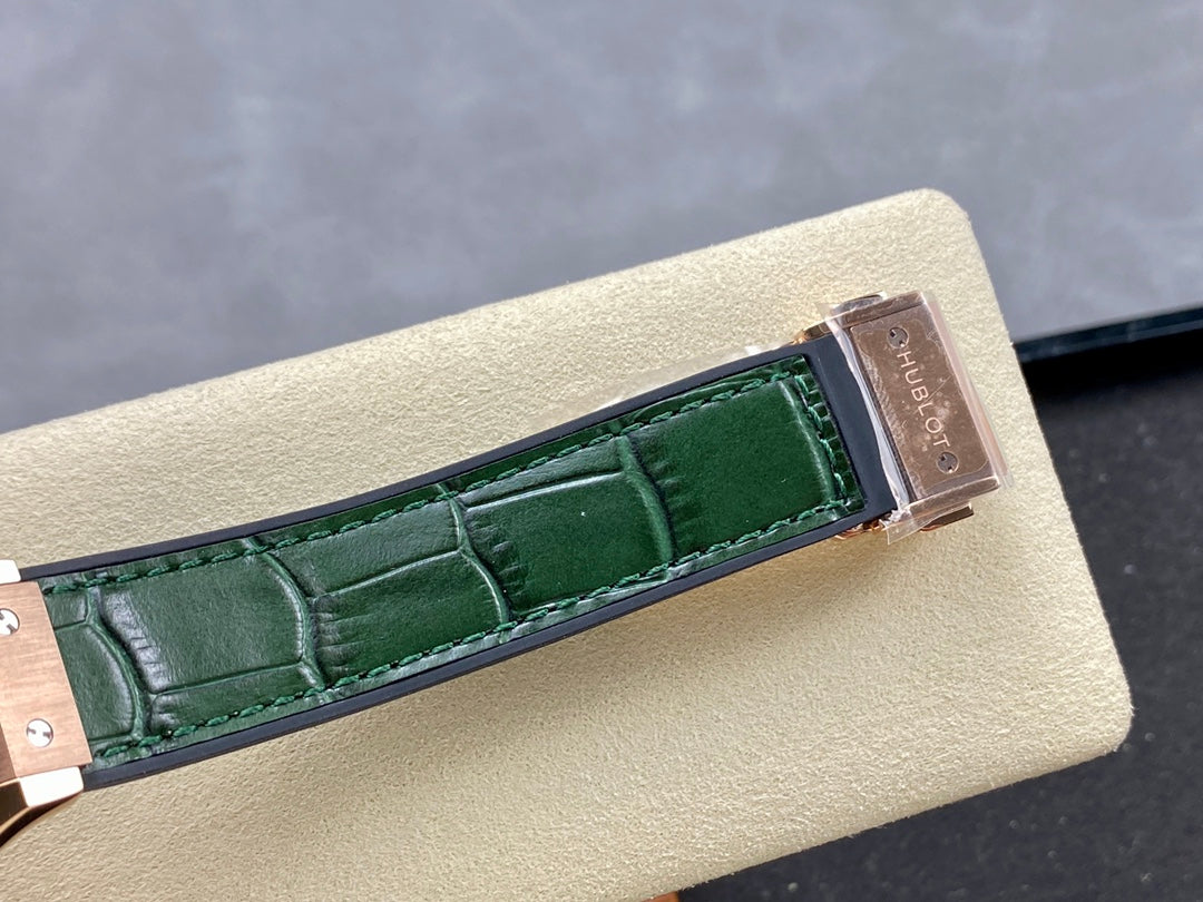 Hublot Classic Fusion 38mm Rose Gold Green Dial Green Leather Strap