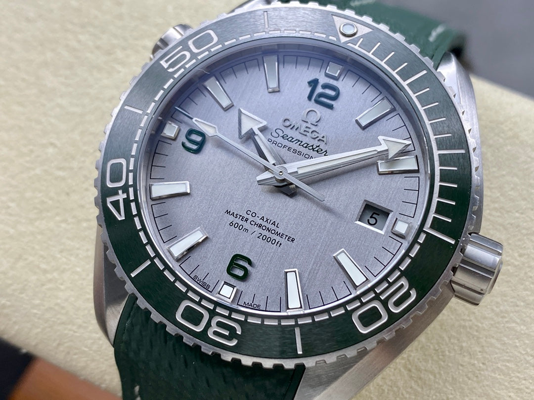 Omega Seamaster Planet Ocean 600M Co-Axial Master Chronometer Grey Dial Green Strap