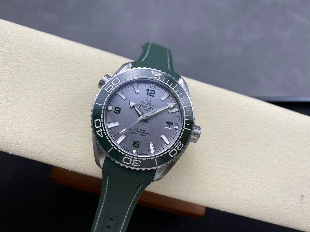 Omega Seamaster Planet Ocean 600M Co-Axial Master Chronometer Grey Dial Green Strap
