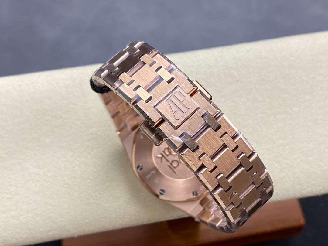 Audemars Piguet Royal Oak Lady 33mm Rose Gold White Dial Diamond Bezel