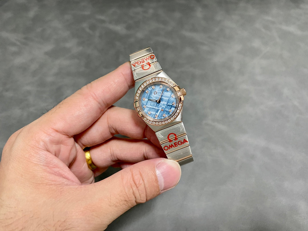 Omega Constellation 27mm Pink Gold Blue Dial