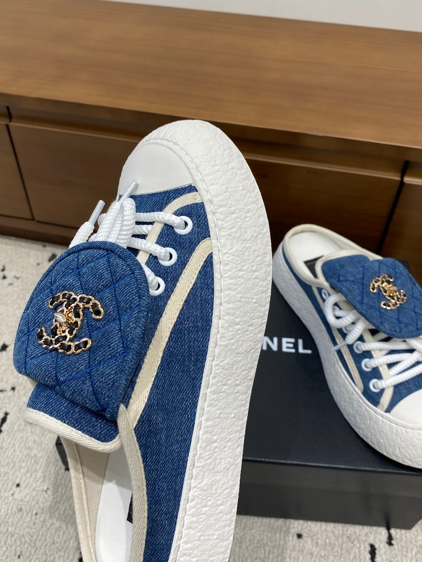 Chanel 2026 Platform Mule Sneakers Canvas Leather 790071