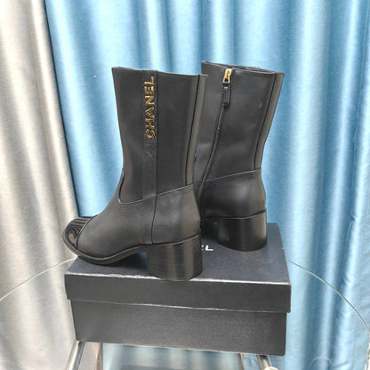 CC Short Boots Black Cowhide And Lambskin