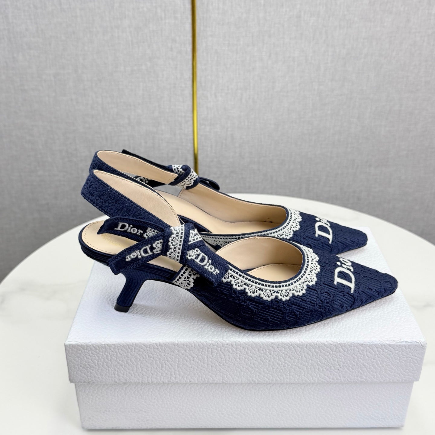 CD 26 Embroidered Slingback 65 Dark Blue Canvas 620368