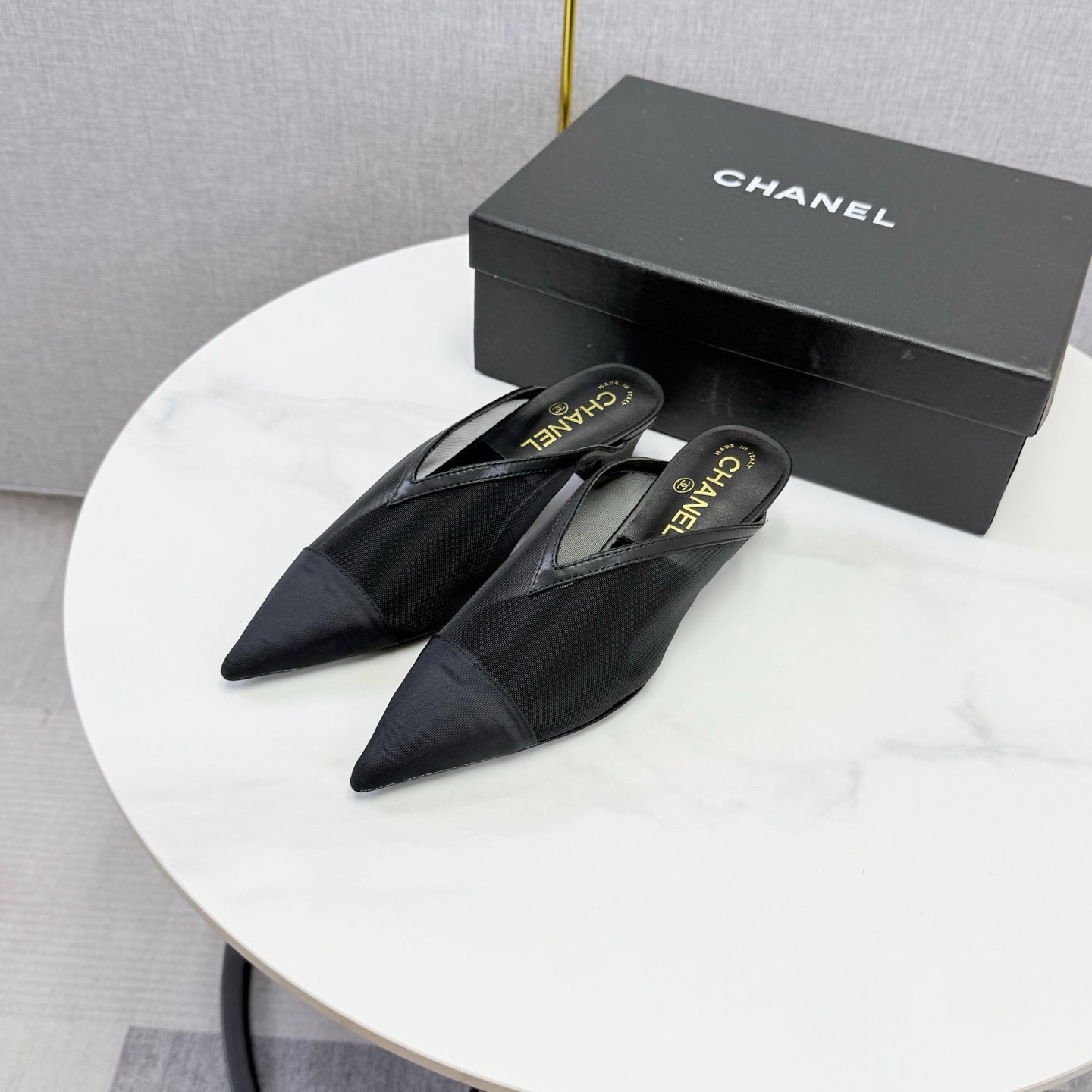 Chanel 2026 Mesh Mule Fabric Sheepskin 904436