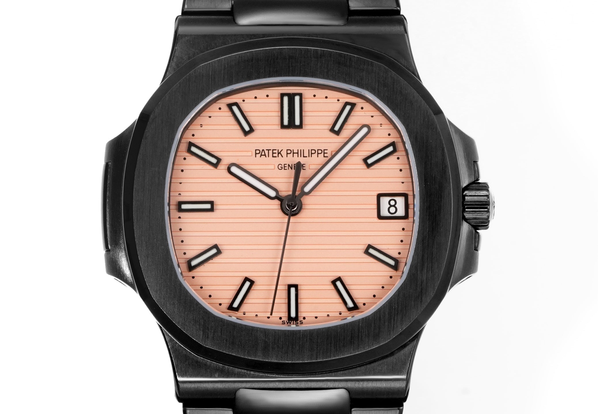 Patek Philippe Nautilus 5711 Peach Pink Dial Black Case Watch