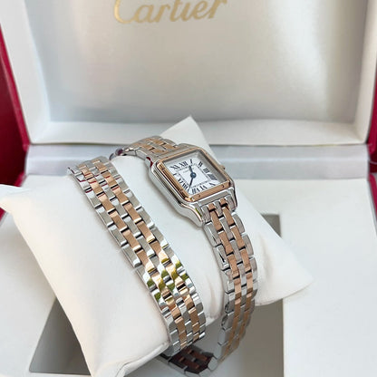 Panthere 22mm Pink Gold Silver Double Chain 44cm