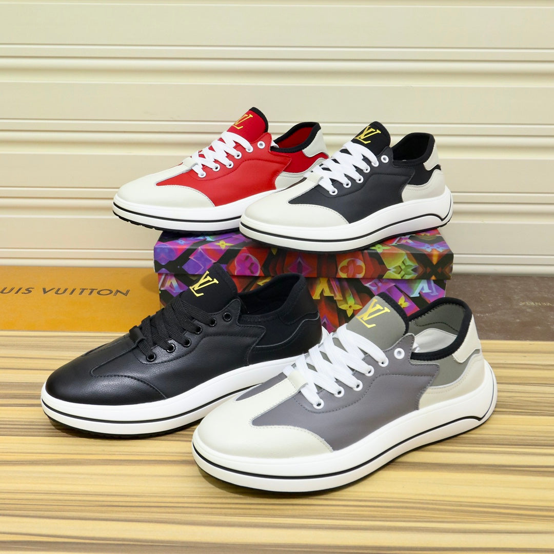 LV SNEAKER BLACK MIX WHITE IVORY CALFSKIN
