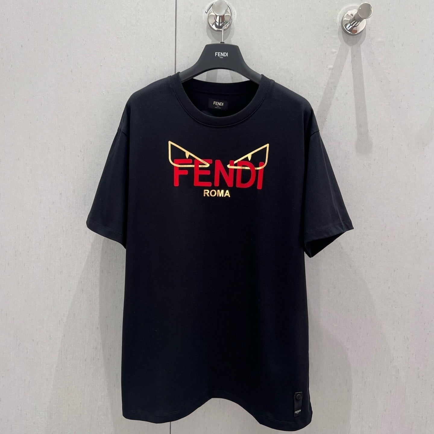 Fendi 25 Little Monster Eyes T-shirt Black Cotton