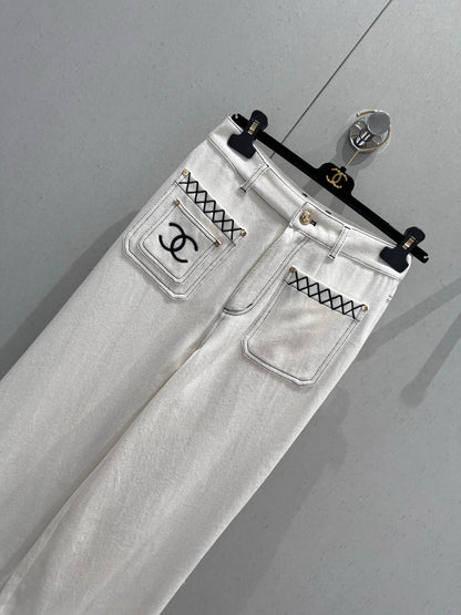 CC 25 Straight Jeans White Cotton