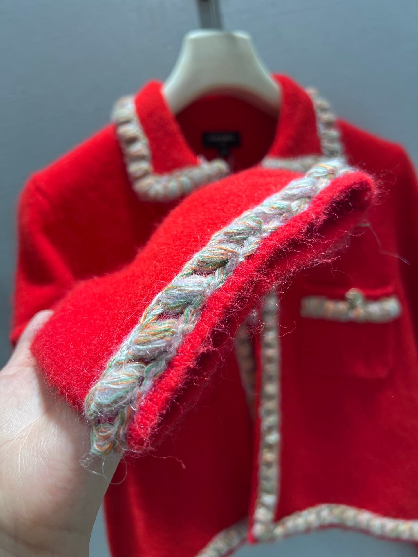CC 26 Short Jacket Red White Wool 340296