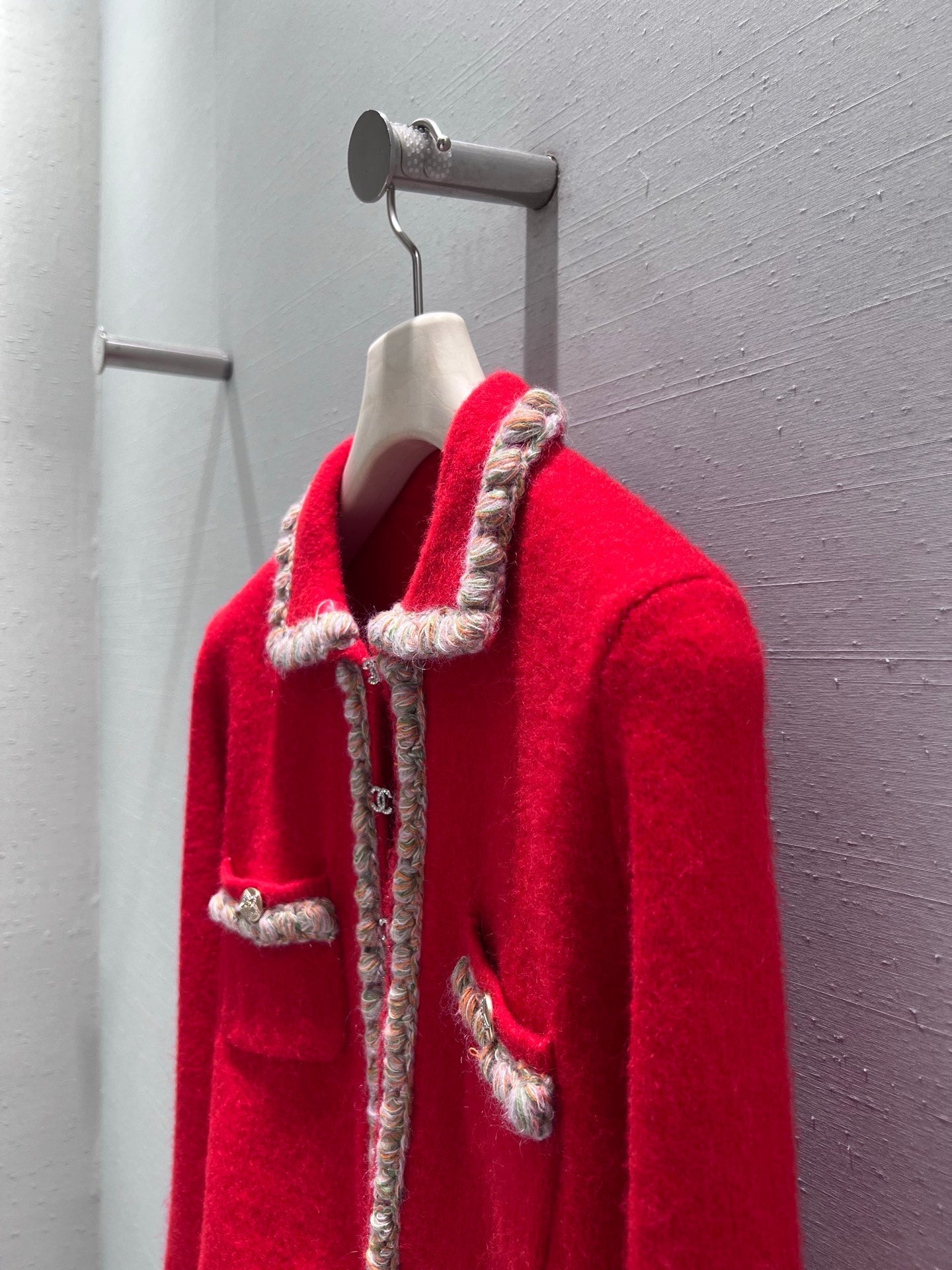 CC 26 Short Jacket Red White Wool 340296