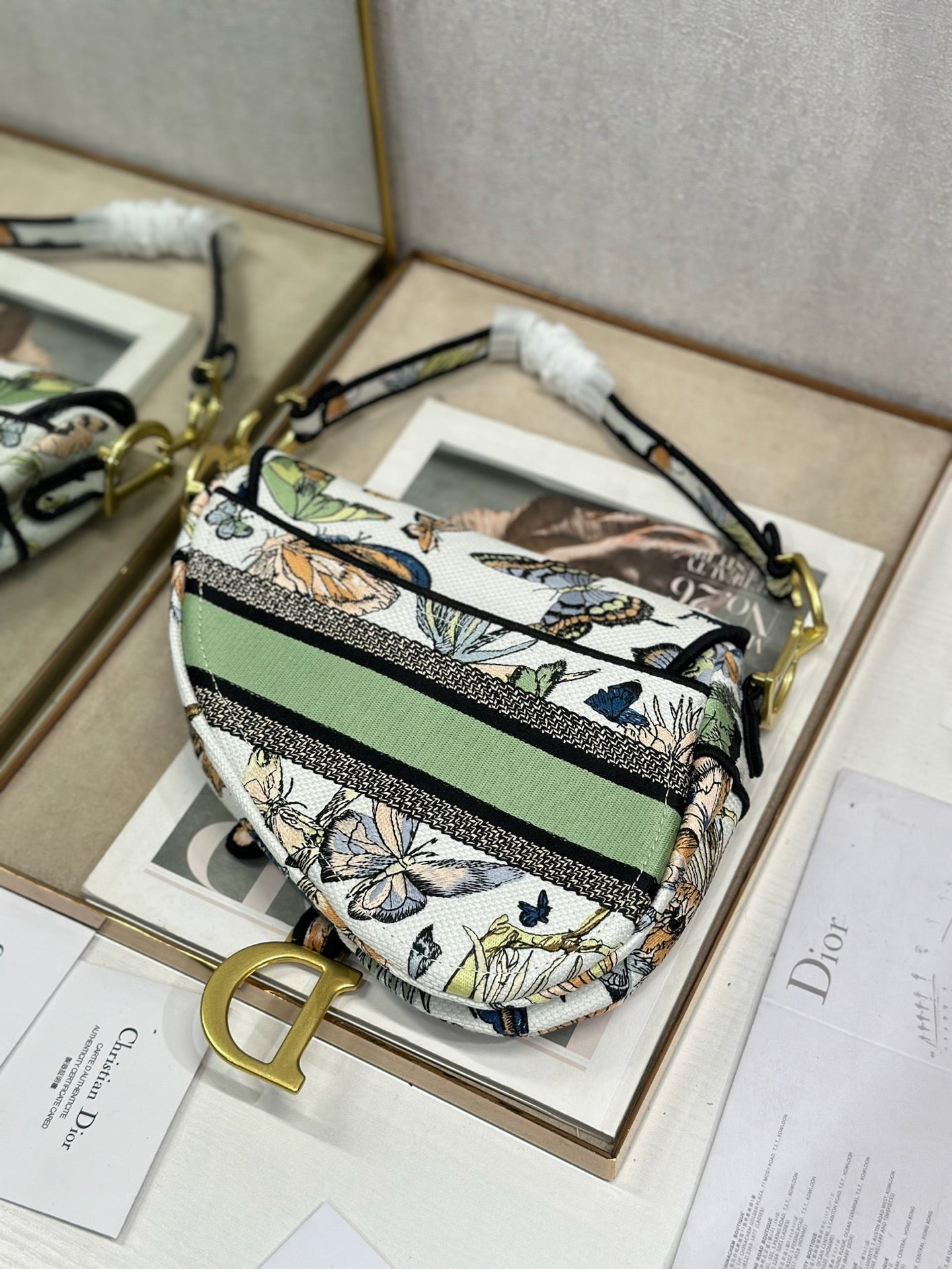 Dior 2026 Colorful Butterfly Saddle Bag 25.5cm Canvas 289474