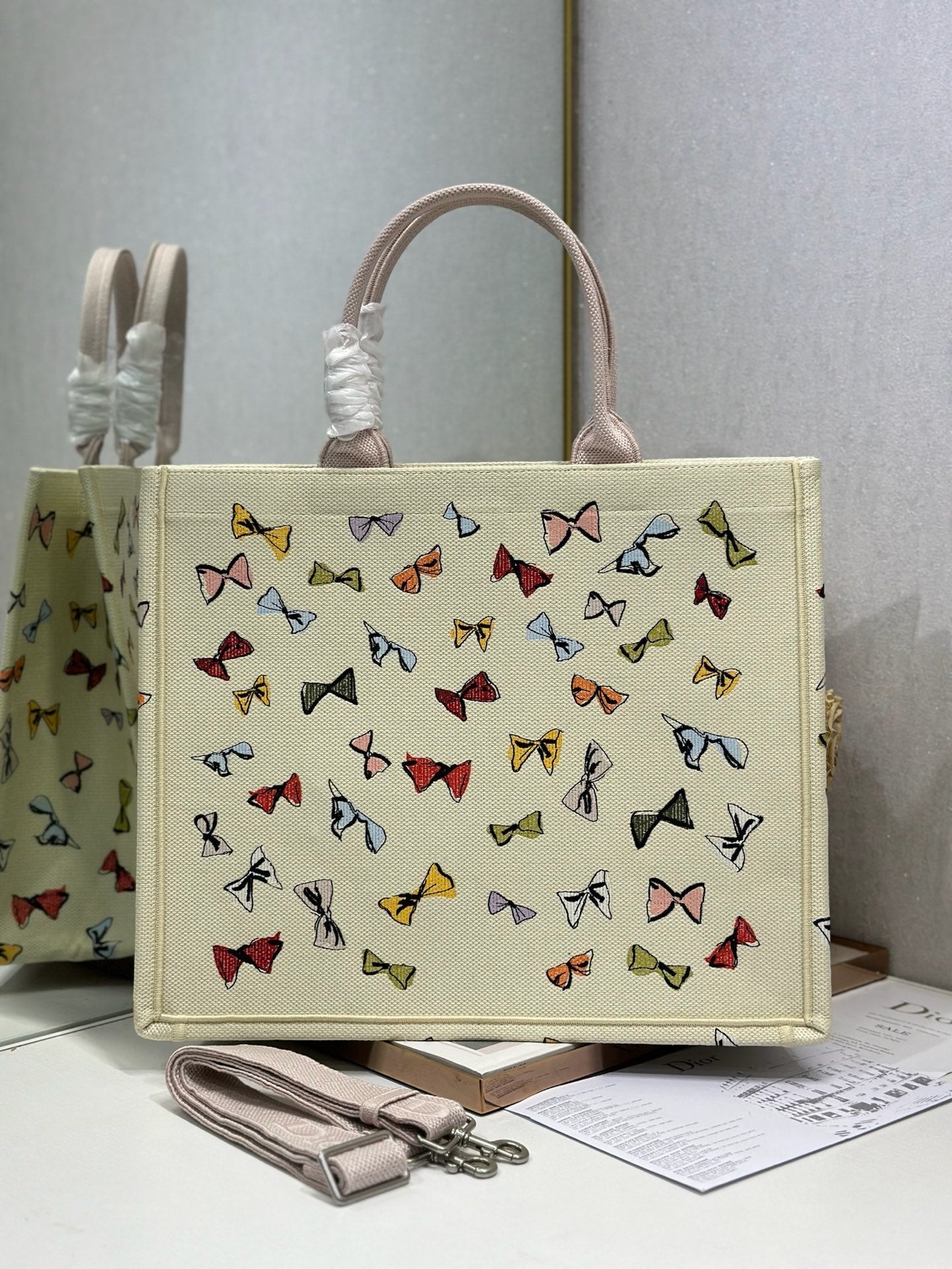 Dior 2026 Multicolor Bow Book Tote Bag Canvas 289511