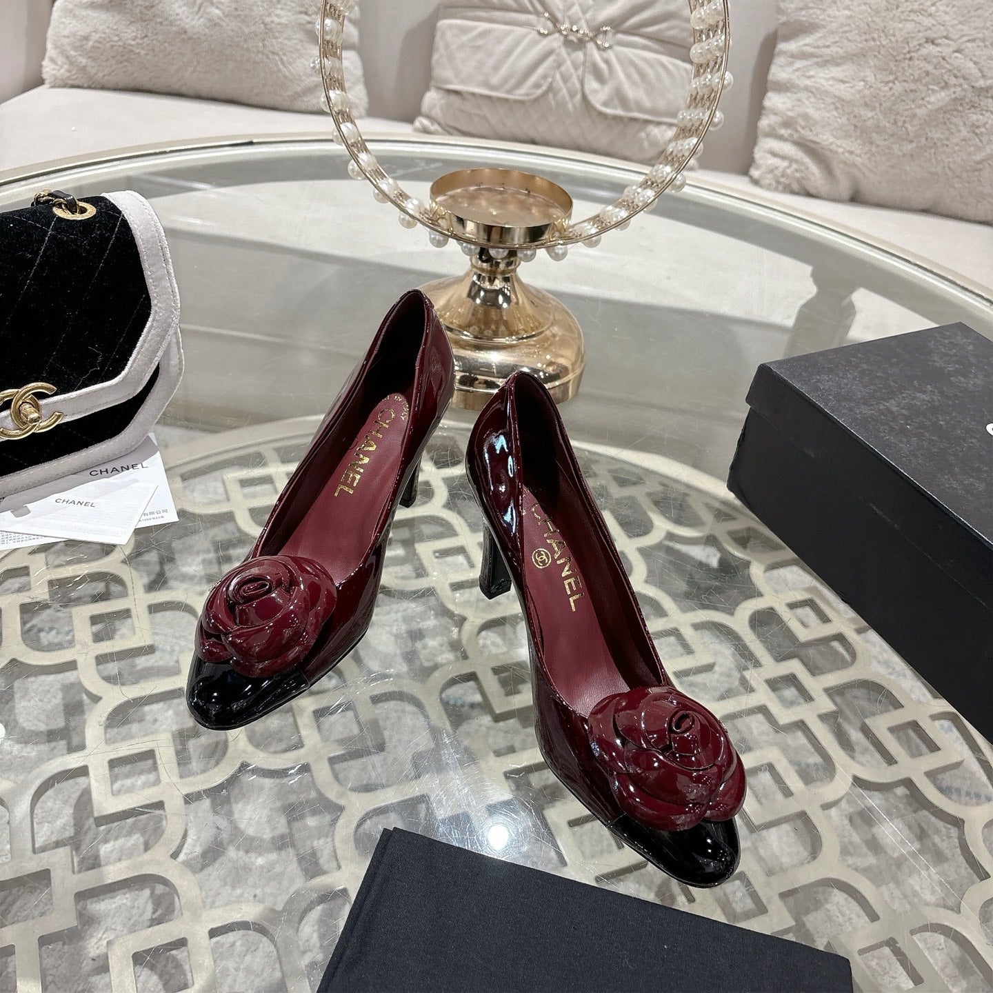 CC 26s High Heels Pump 85 Burgundy Black Patent Leather 627004