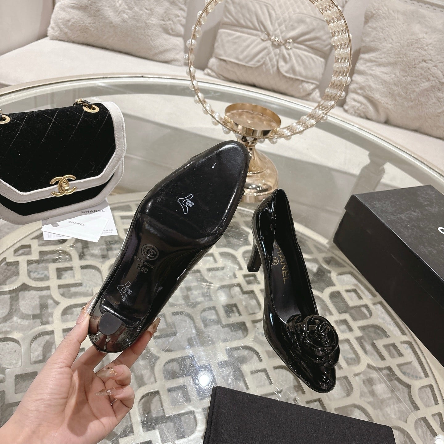 CC 26s High Heels Pump 85 Black Patent Leather 627005