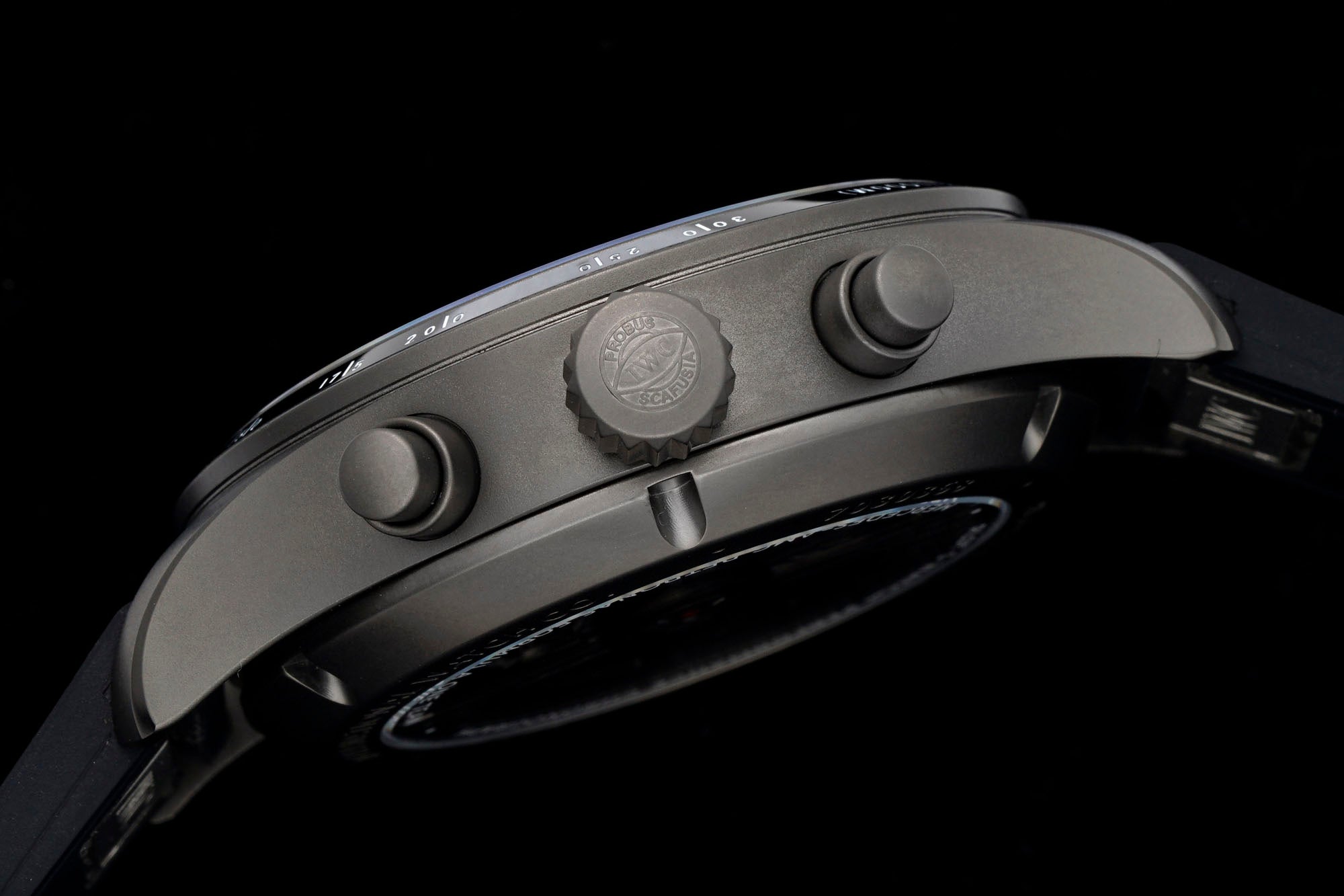 IWC Pilot 41mm Black Dial Silver Metallic Case Rubber Strap