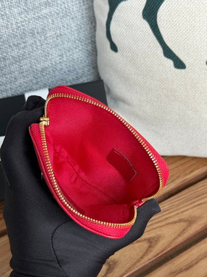 cc 19 zipped coin purse 11cm black lambskin gold hardware