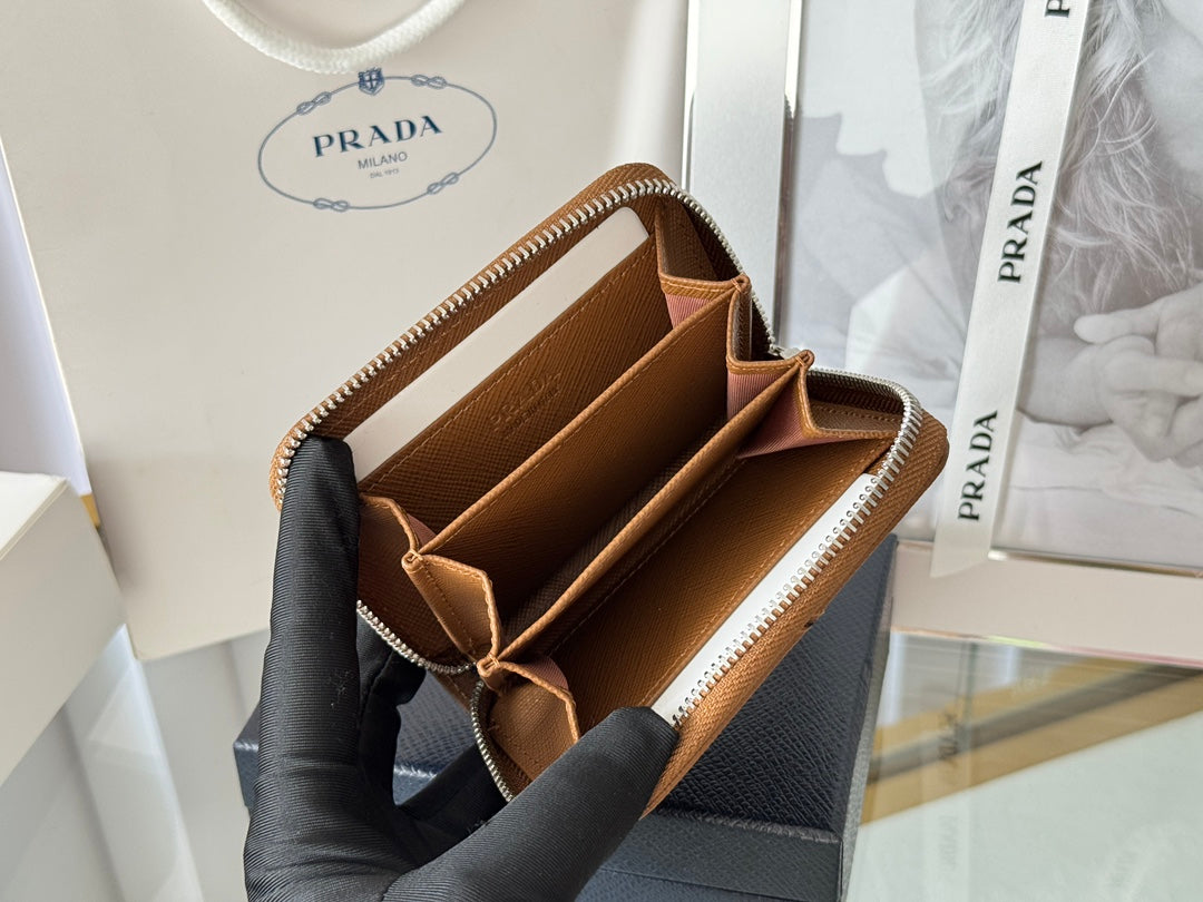 Prada 2026 Wallet 10cm Calfskin With Meta Logo