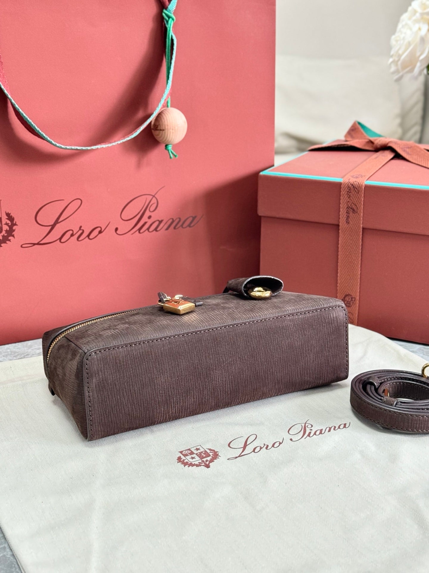 LP 2026 Extra Bag L23 Dark Chocolate Licorice Calfskin With Gold Hardware