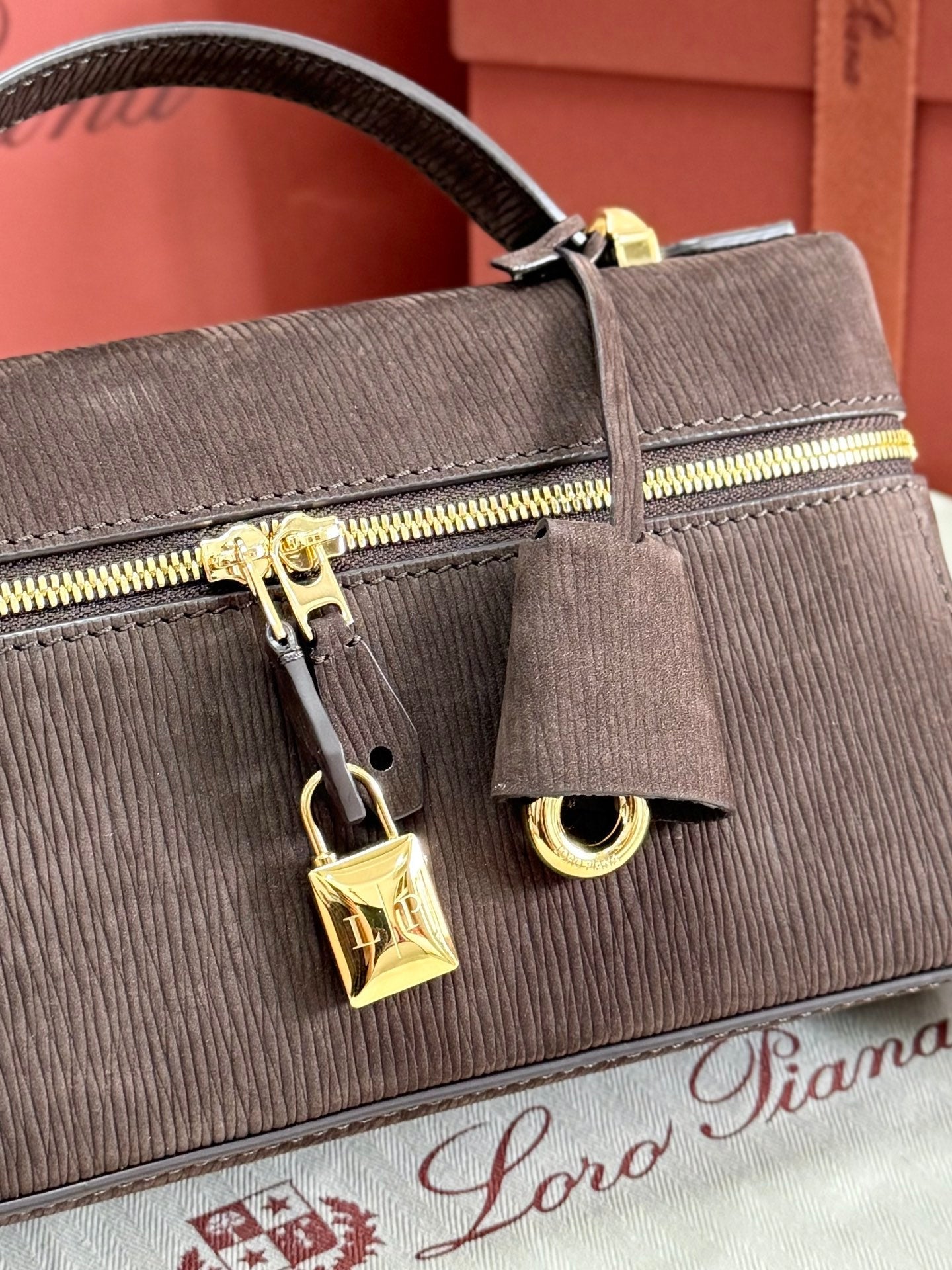 LP 2026 Extra Bag L23 Dark Chocolate Licorice Calfskin With Gold Hardware
