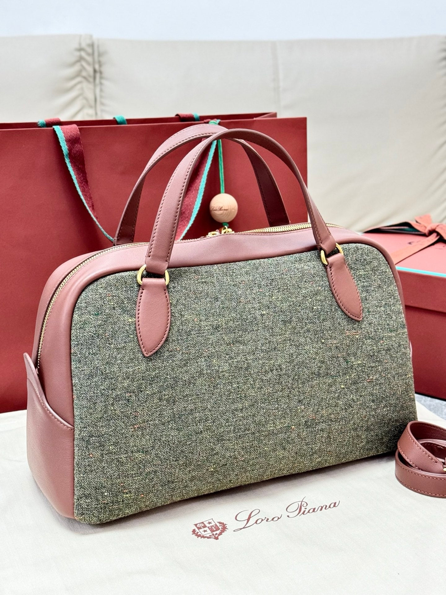 LP 2026 Needle Bag Countryside Sage mix Burnt Tan Cashmere Leather
