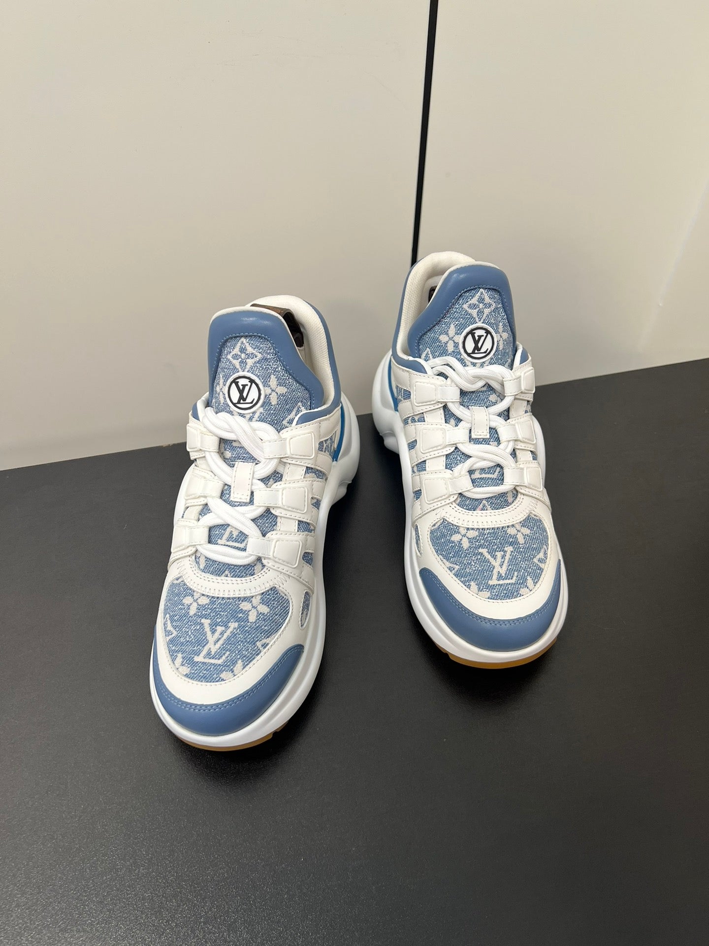 LV Archlight Sneaker 50mm White Mix Light Blue Monogram Jacquard Fabric