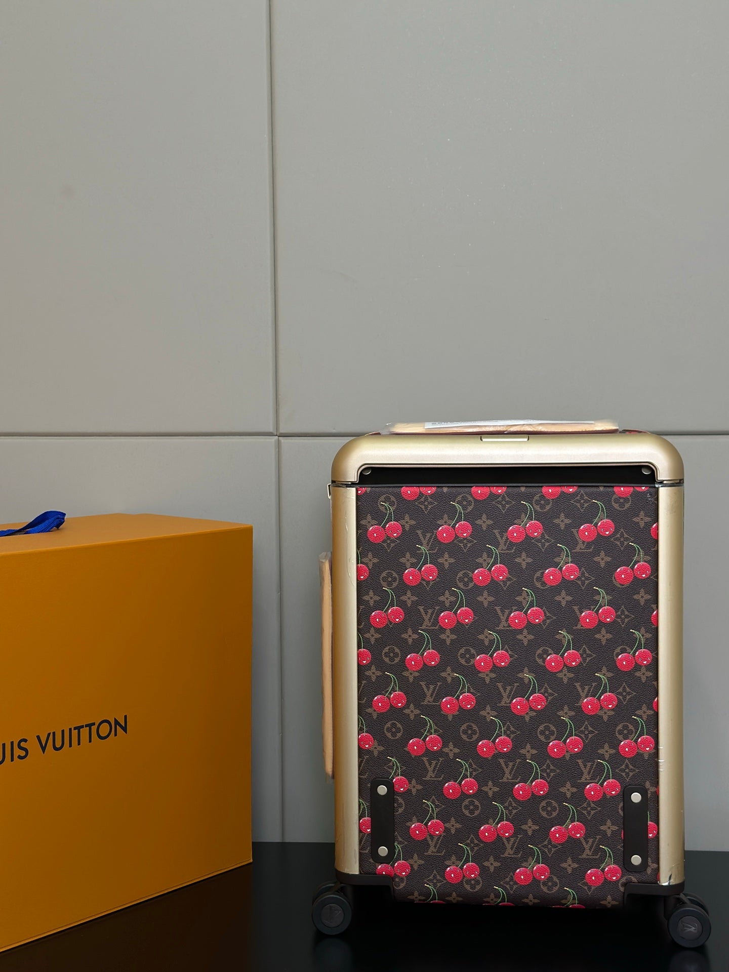 LV 2025 Horizon 55 Cherry Suitcase Brown Red Canvas Cowhide 273839