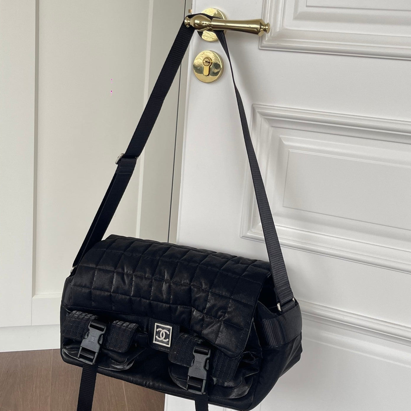 Chanel 2026 Vintage Sport Dynamite Bag 37cm Black Nylon Fabric