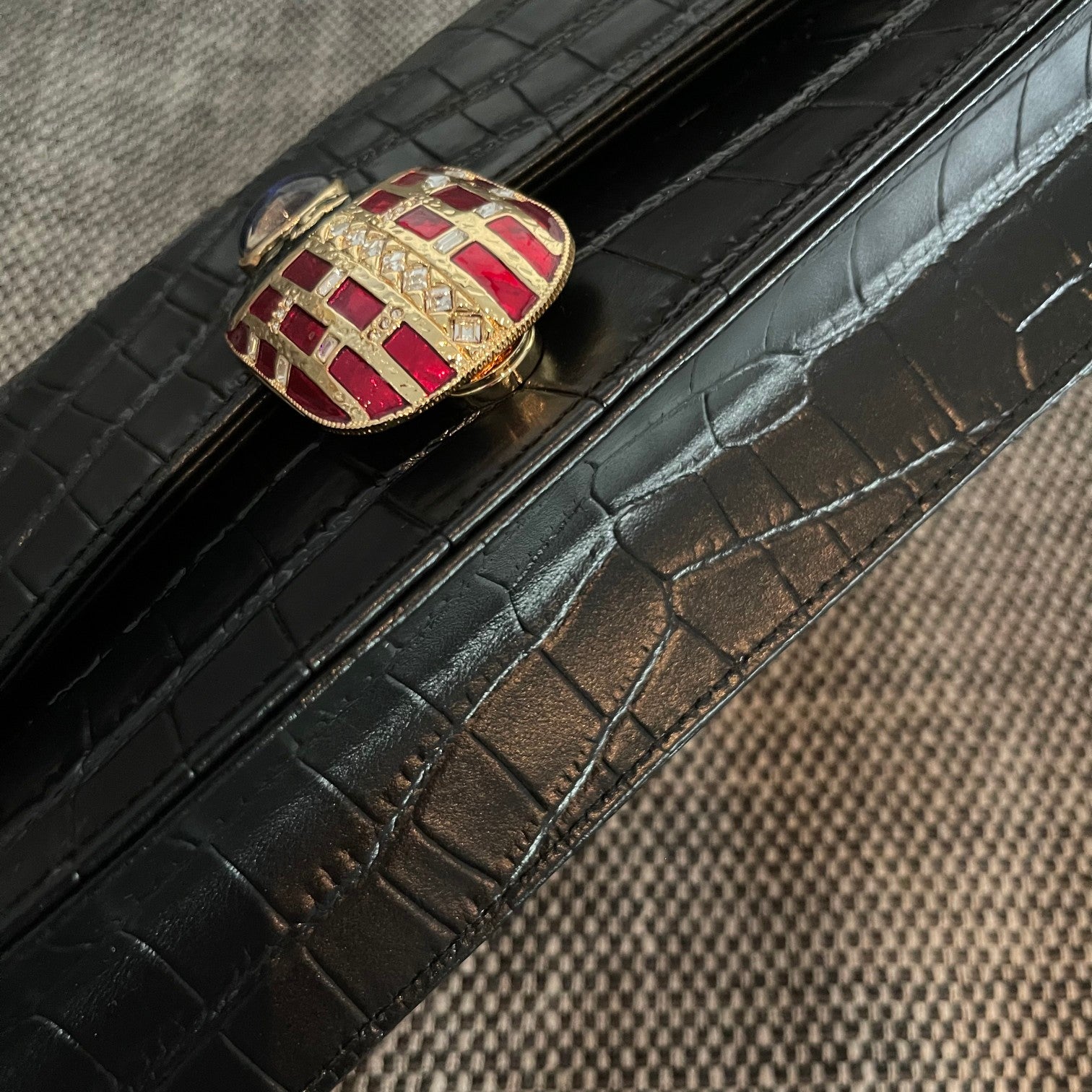 Chanel 2026 Scarab Envelope Clutch 30cm Embossed Patent Calfskin