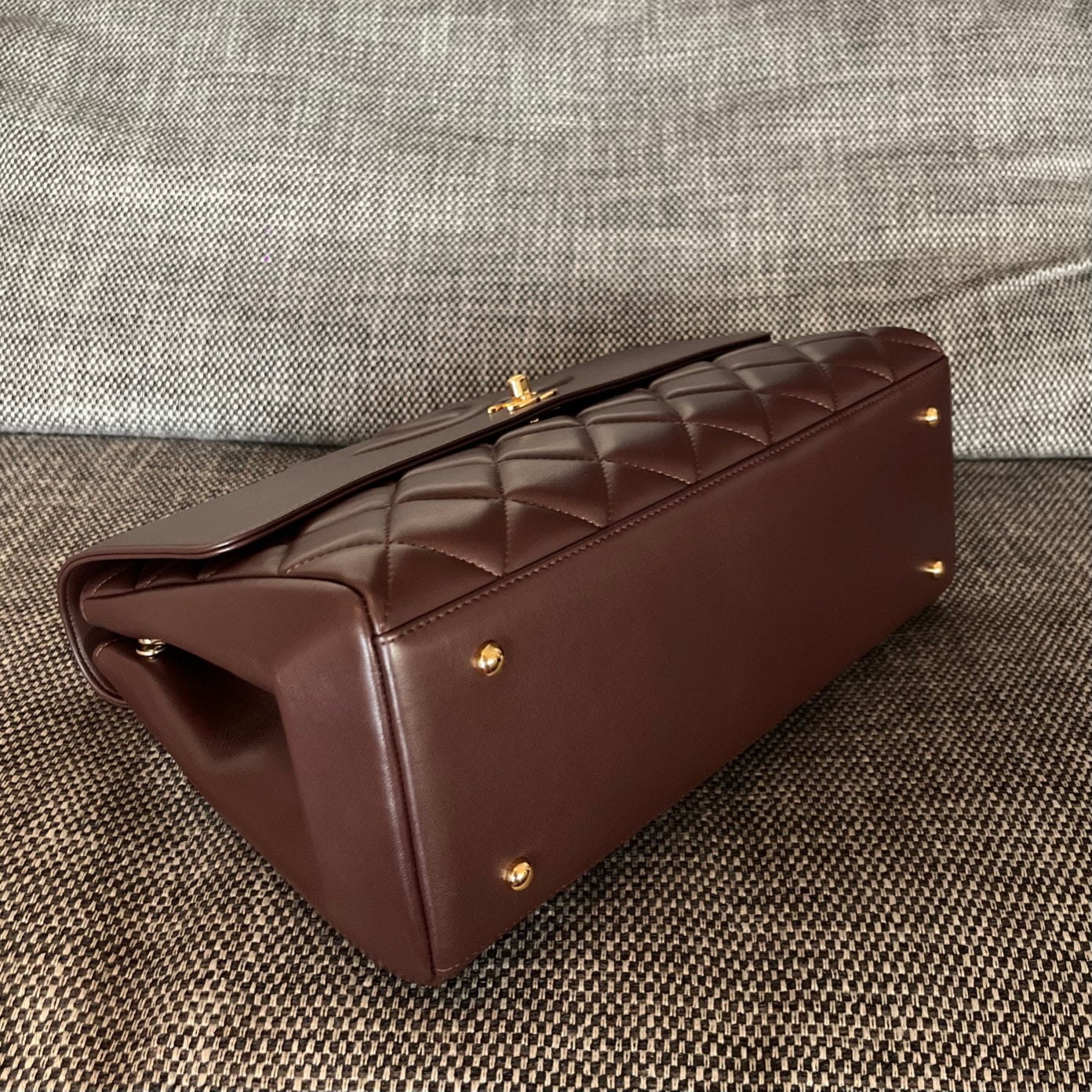 Chanel 2026 Vintage Quilted Large CC Flap Bag 33cm Embossed Calfskin
