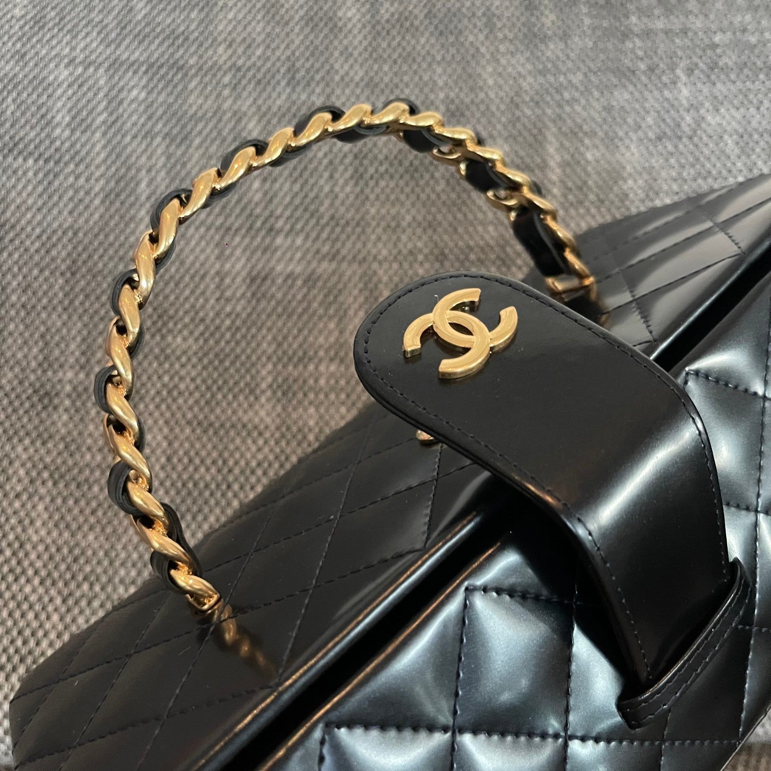 Chanel 2026 Vintage Large Rectangular Box Vanity Case 22cm Patent Calfskin