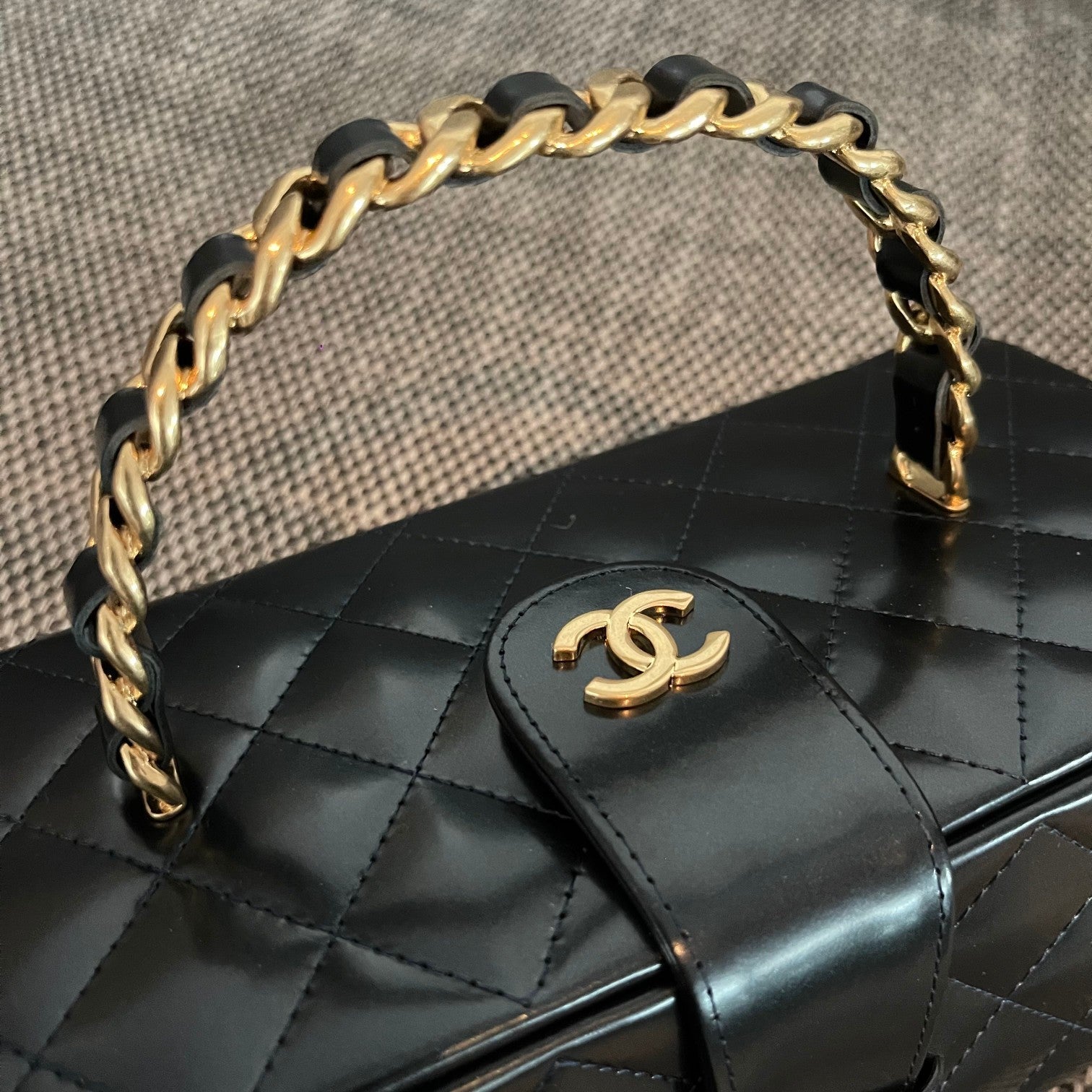 Chanel 2026 Vintage Large Rectangular Box Vanity Case 22cm Patent Calfskin