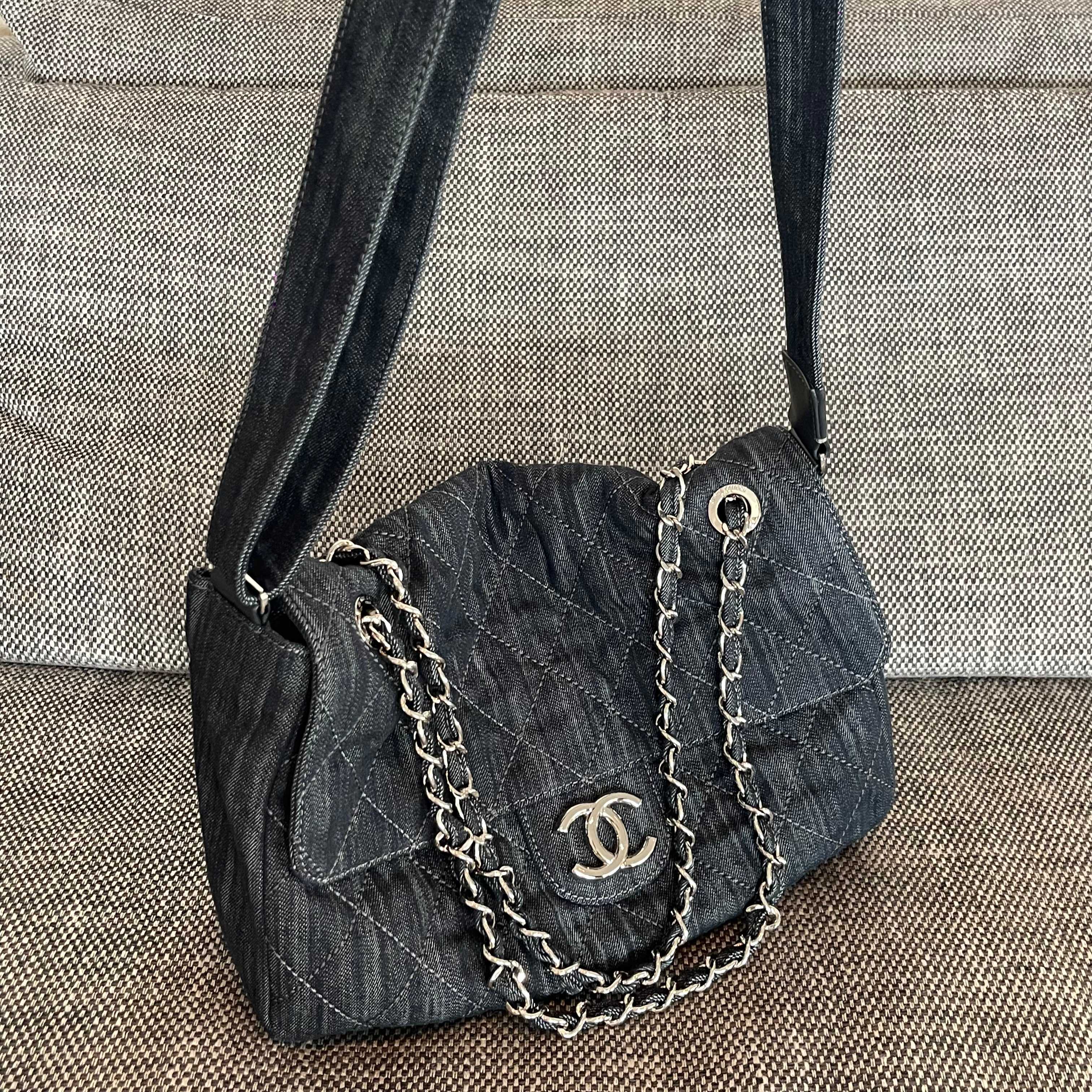 Chanel 2026 Stretch Spirit Messenger Bag Black Denim