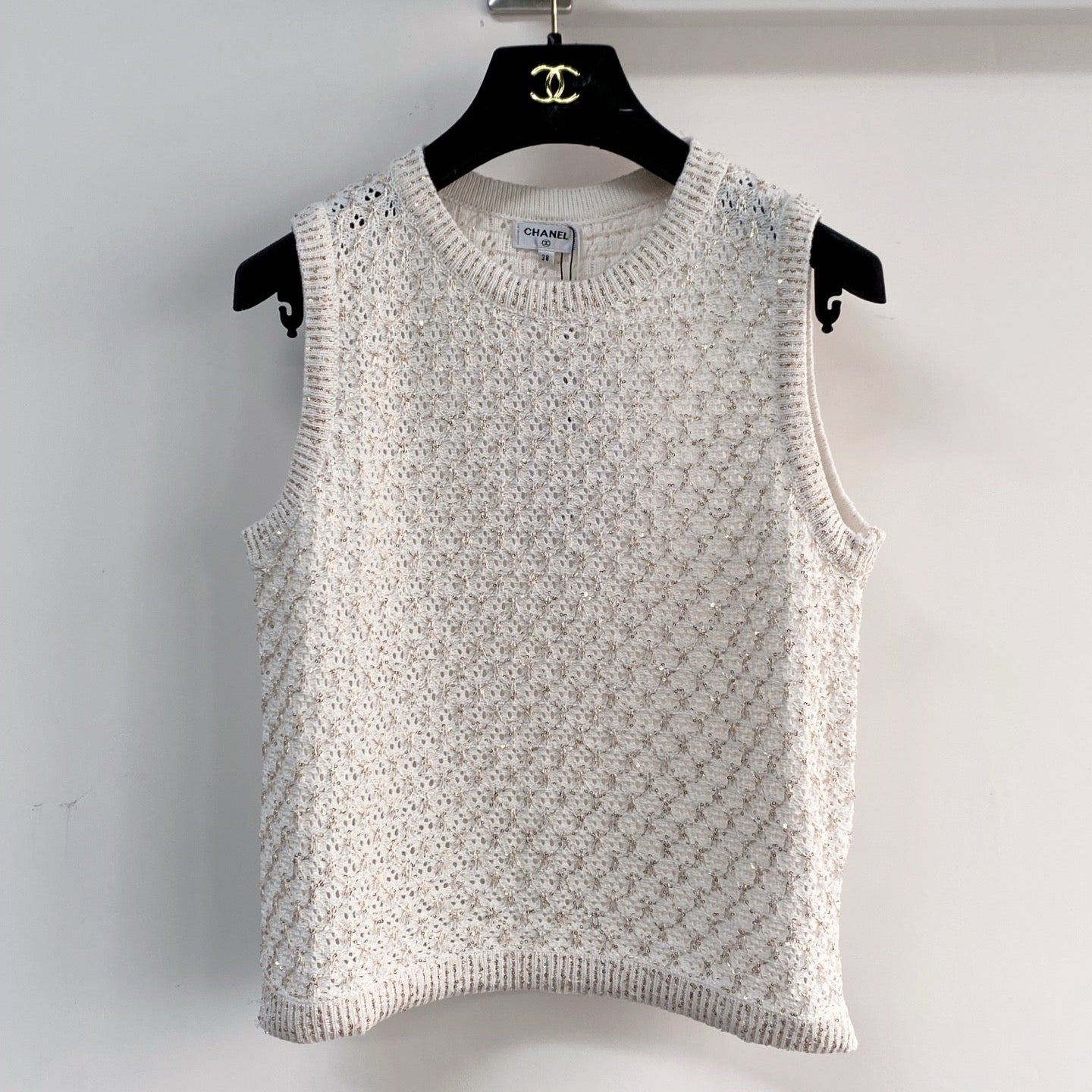 Chanel 2026 Knit Tank Top Off-white Wool 166807
