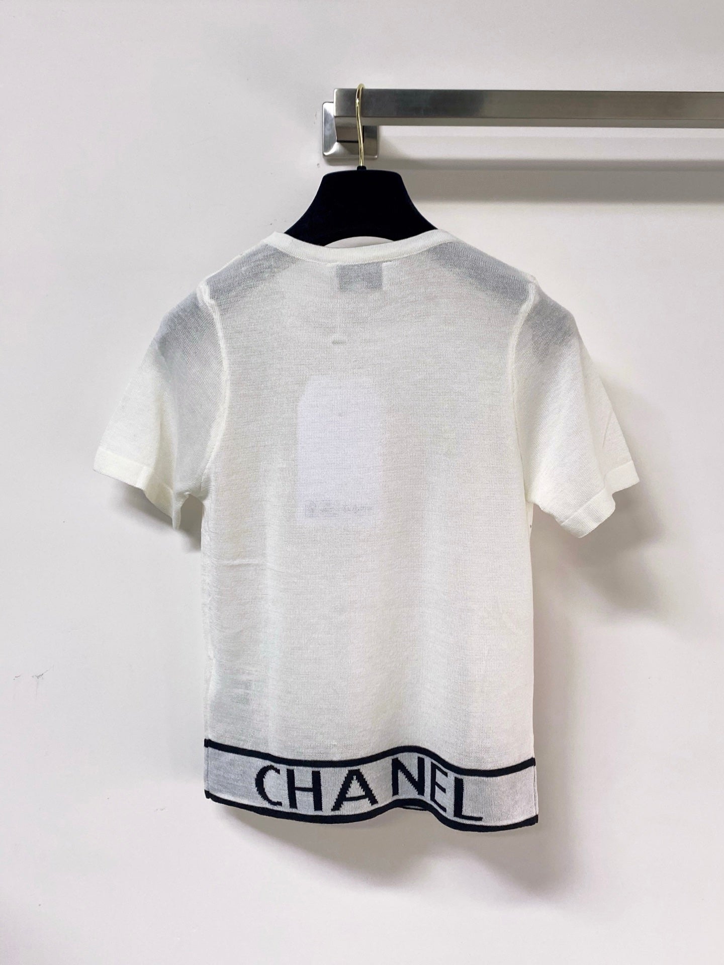 Chanel 2026 Rhinestone Knit Short-Sleeve Top Wool 330929