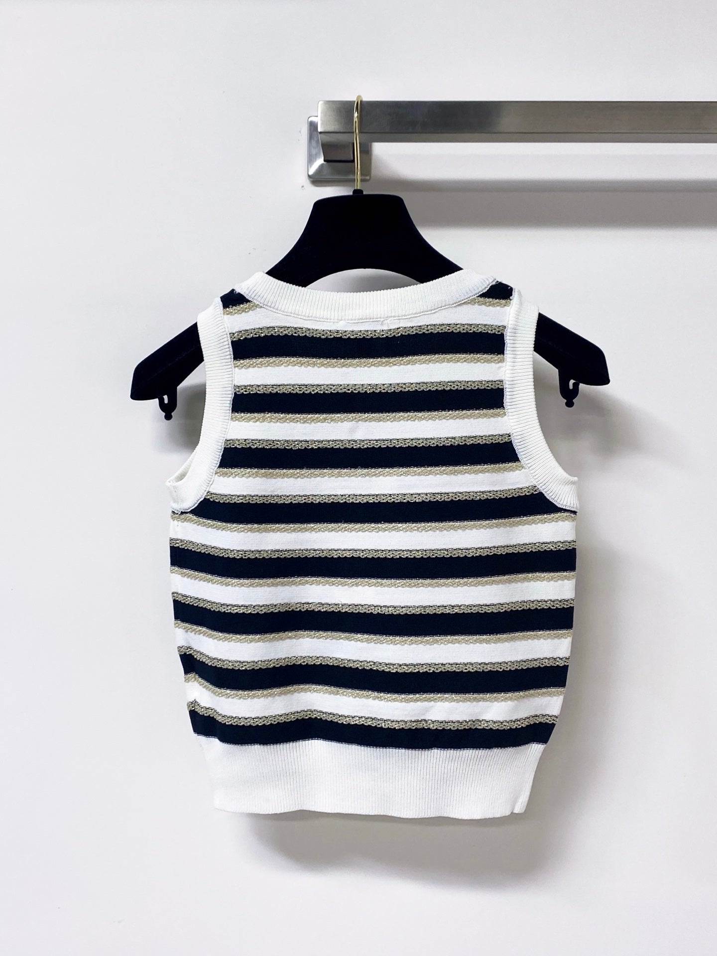 Chanel 2026 Striped Knit Vest Laine Wool 363124