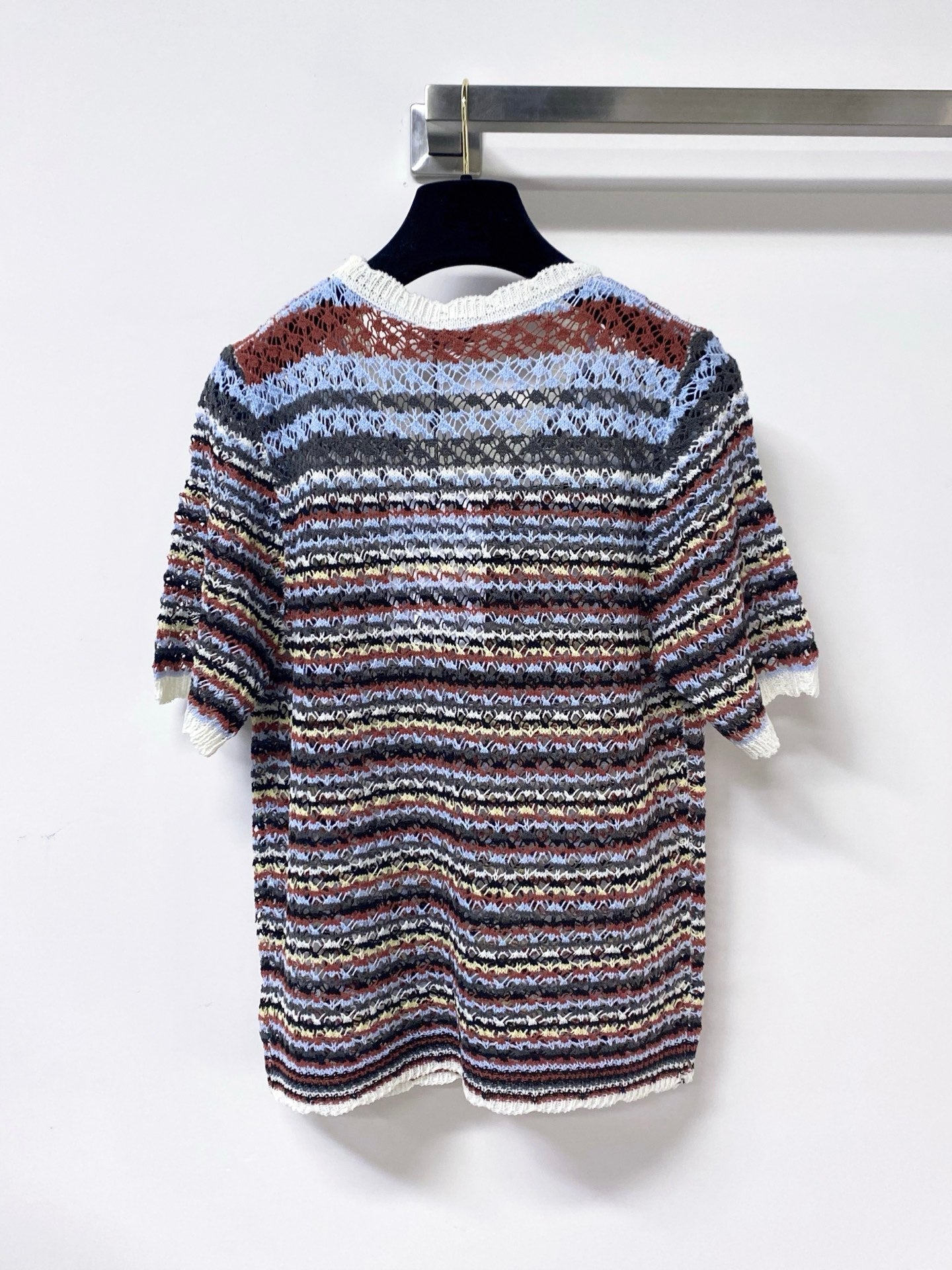 Chanel 2026 Strips Short-Sleeved Shirt Wool Laine 380254