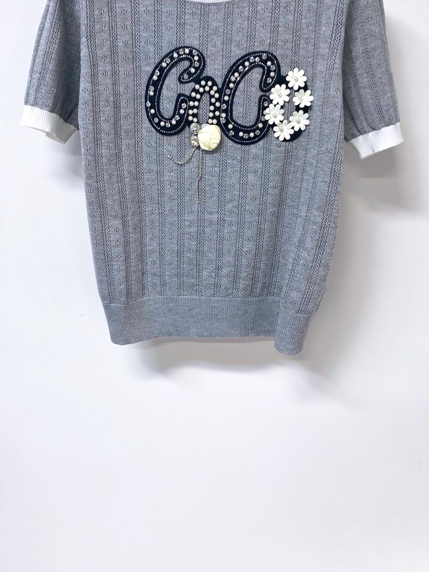 Chanel 2026 Short-Sleeved Shirt Embellished Floral Mercerized Wool 419403